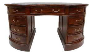 Legacy Mahogany Wood Leather Top Kidney Desk - Brown Walnut