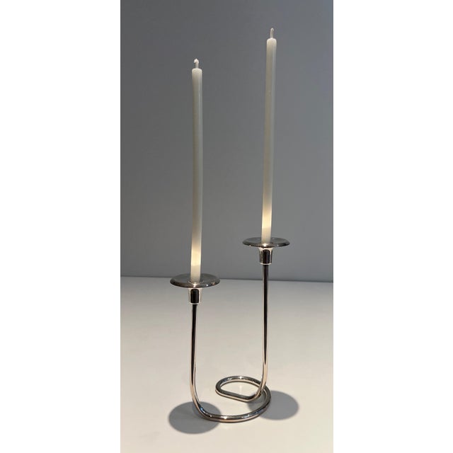 Design/One silver metal candlestick For Sale - Image 12 of 12