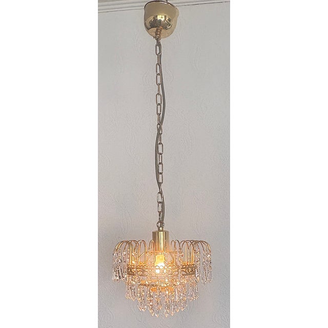 Brass and Lead Crystal Chandelier by Joska Bodenmais, 1970s For Sale - Image 13 of 17