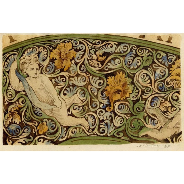 An original 1885 watercolour painting – Josef Kott, Decorative Frieze with Acanthus & Putti.This exquisite drawing forms...