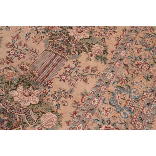 Floral 1990's Pak-Persian Tan/Tan Wool Rug - 8'11'' X 11'11'' For Sale - Image 4 of 9