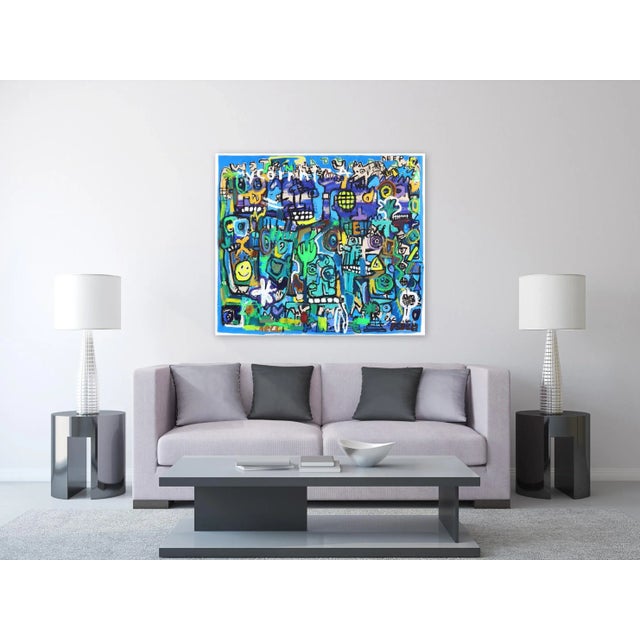 Textile Contemporary Abstract Figurative Mixed-Media Painting "Magical Mycorrhiza" Original Artwork on Canvas by Jonas Fisch For Sale - Image 7 of 9