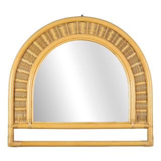 Vintage Bamboo Wall Mirror, 1980s For Sale