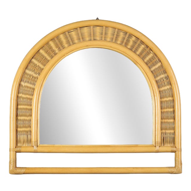 Vintage Bamboo Wall Mirror, 1980s For Sale