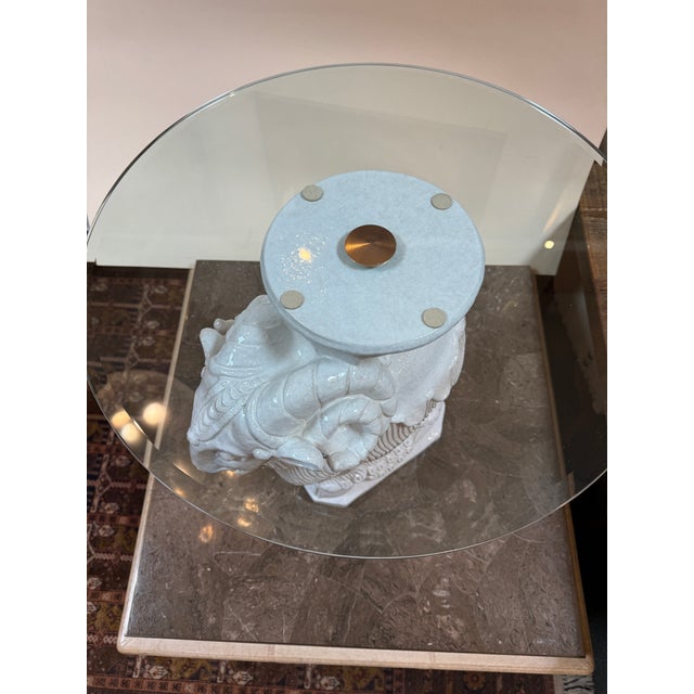 Vintage Ceramic Ram Side Table | Chairish