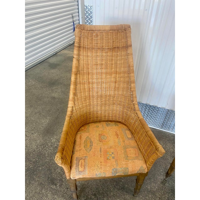 1970s High Back Wicker Dining Chairs by Flair Chairish