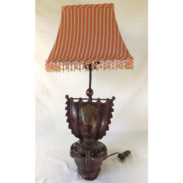 Vintage Mid Century Cast Iron Pirate Ship Table Lamp For Sale - Image 12 of 12