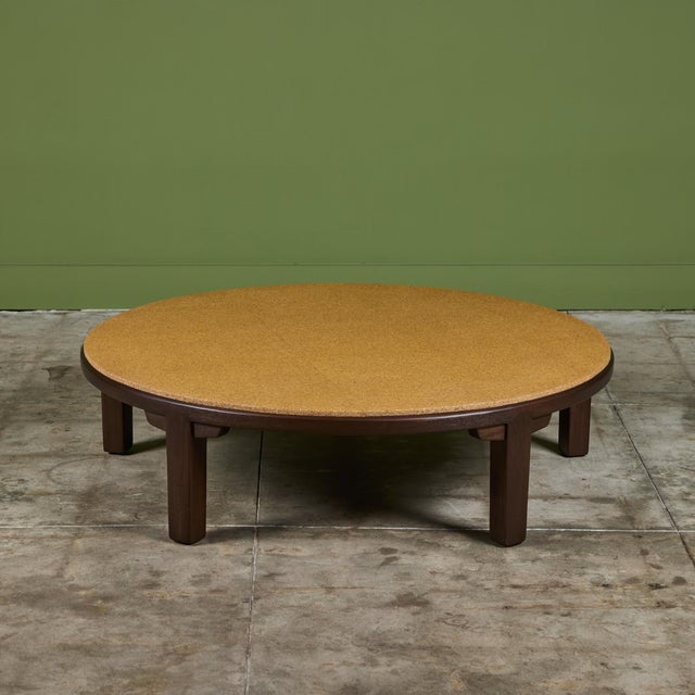 1950s Edward Wormley Round Cork Top Coffee Table for Dunbar For Sale - Image 5 of 12