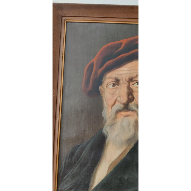 Jeno Gussich Signed Oil Portrait ~ Man in a Red Beret, Circa Mid-20th Century For Sale - Image 4 of 12