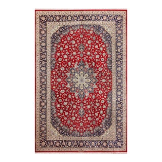 Nazmiyal Collection 1950s Fine Floral Vintage Persian Silk Kashan Rug For Sale