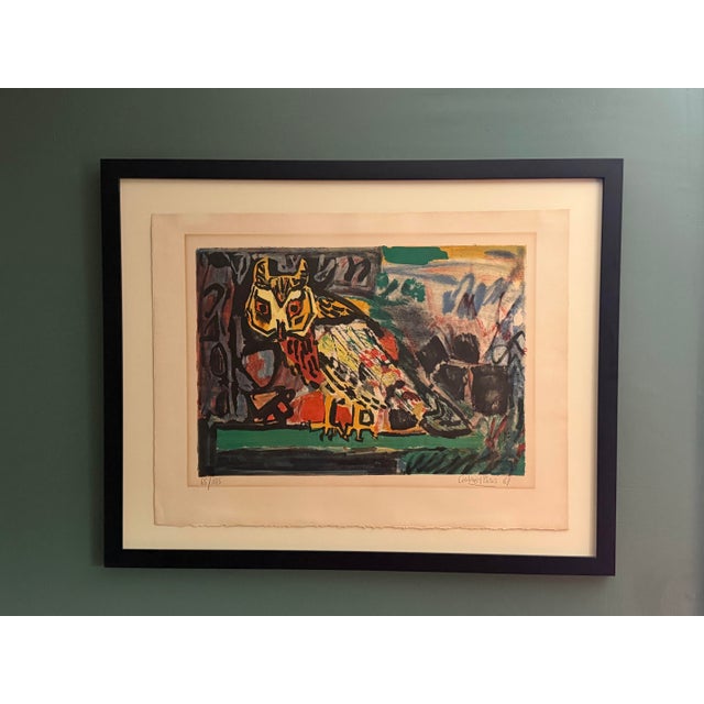 Mid-Century Gabriel Paris "La Chouette" Signed Lithograph (1961) - Custom Framed With Tru Vue Museum Glass For Sale - Image 11 of 11
