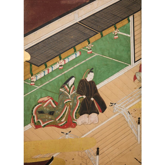 Pair Japanese Edo Six Panel Screens Legend of Minamoto For Sale - Image 9 of 18