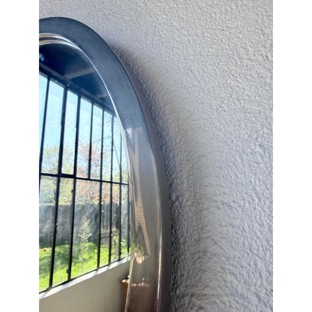 Oval Silver-Plated Metal Mirror, 1950s For Sale - Image 12 of 18