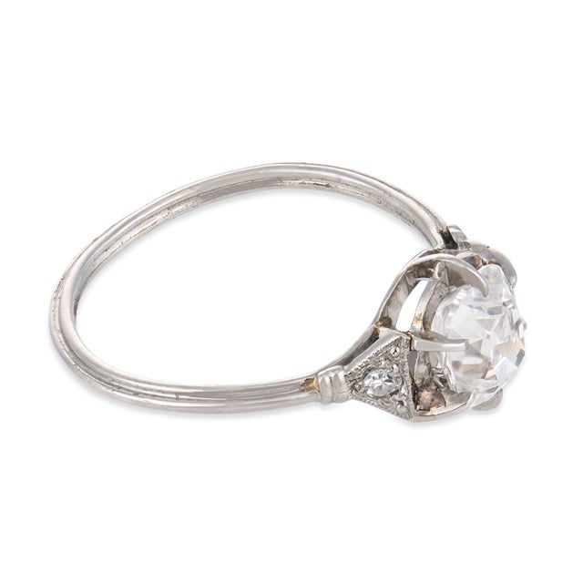 1920s Art Deco Gia 1.01 Carat Old Mine Diamond Platinum Engagement Ring, Size 5 For Sale - Image 4 of 6