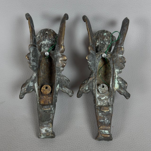 Antique Bronze Frieze Hanging Sculptures of Winged Figures, Early 20th Century, Set of 2 For Sale - Image 3 of 11