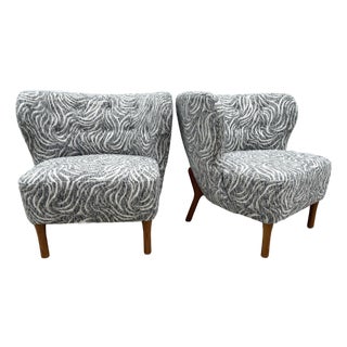 Mid-Century Modern Newly Upholstered Club Chairs After Geo Ponti For Sale