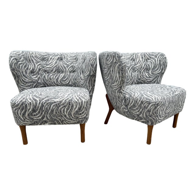 Mid-Century Modern Newly Upholstered Club Chairs After Geo Ponti For Sale