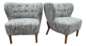 Mid-Century Modern Newly Upholstered Club Chairs After Geo Ponti