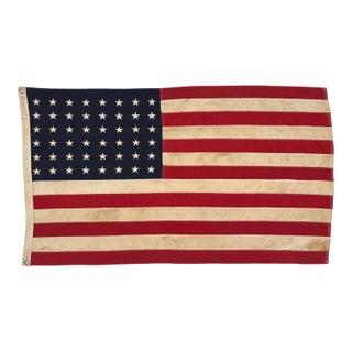 Vintage Cotton American Flag With 48 Sewn Stars For Sale