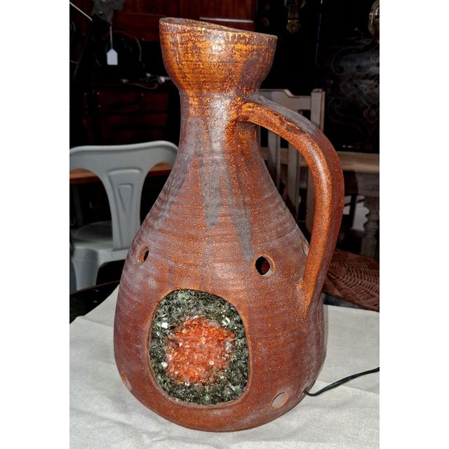 1970s Lamp in Glazed Ceramic with Glass Inclusions, 1970s For Sale - Image 5 of 6