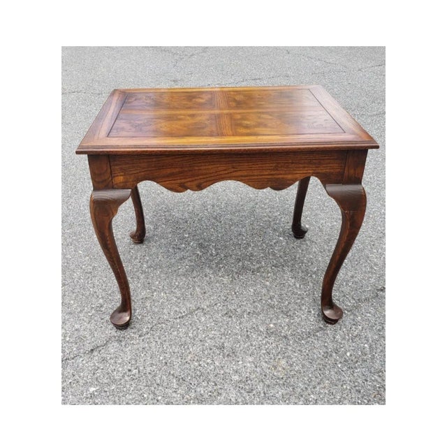 Late 20th Century Late 20th Century Oak and Burl Walnut Banded Top Side Tables For Sale - Image 5 of 12