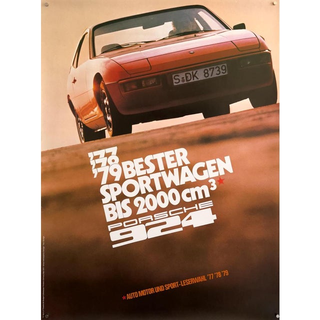 924 Best Sports Car Porsche Poster by Erich Strenger, 1979 For Sale - Image 9 of 9