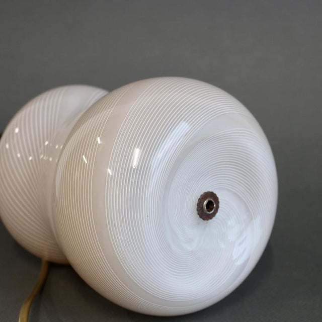 White Vintage Italian Murano Glass Table Lamp, 1970s For Sale - Image 8 of 13