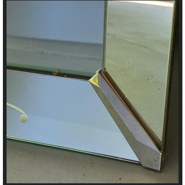 Glass Mid-Century Art Deco Venetian Etched Wall Mirror. For Sale - Image 7 of 8