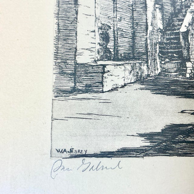 Antique Copper Plate Etching Plate Ink Block Lithograph, San Gabriel Mission For Sale - Image 4 of 16