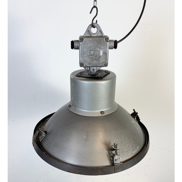 Industrial Grey Hammer Paint Pendant Lamp from Elektrosvit, 1960s For Sale - Image 9 of 18