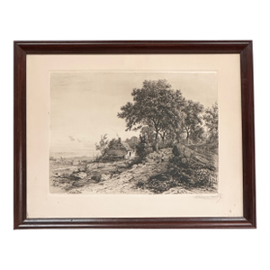 Late 19th Century Hendrik Dirk Kruseman Van Elten (1829-1904) Etching “Cottage by the Sea” Dutch