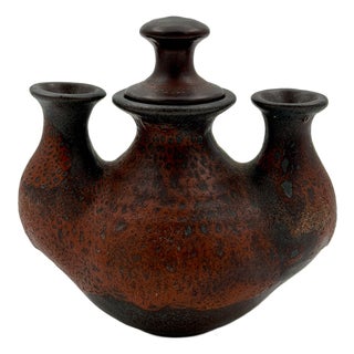 Mid-Century Modern German Brutalist Studio Pottery Oil Lamp by Petra Töpferei, 1970s For Sale