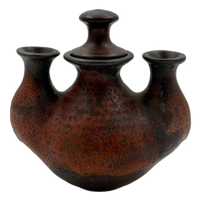 Mid-Century Modern German Brutalist Studio Pottery Oil Lamp by Petra Töpferei, 1970s For Sale