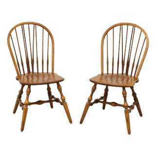 Hale Mid 20th Century Solid Oak Windsor Dining Side Chairs - Pair C For Sale