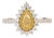 Transitional 1ct Yellow Diamond Double Halo 18k Gold Pear Engagement Ring Size 4 For Sale