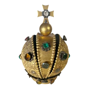 Early 19th Century Bronze Dore Italian Crown With Jewels