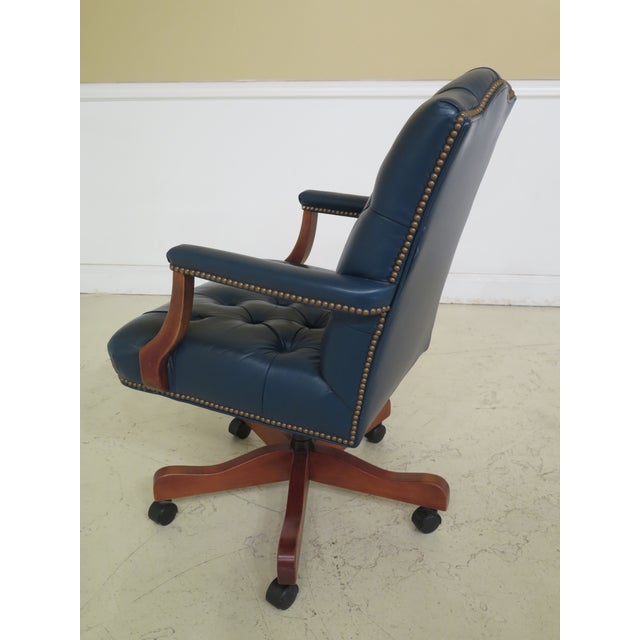 Ethan Allen Tufted Blue Leather Office Desk Chair Chairish