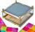 Metal Mid 20th Century Handmade Colorful Glass Coasters With Footed Box Set- 7 Pieces For Sale - Image 7 of 8
