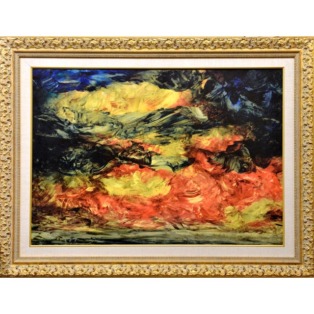 1990s Crimson Cascade Abstract Painting For Sale