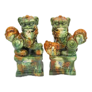 Mid 20th Century Asian Ceramic Foo Dogs