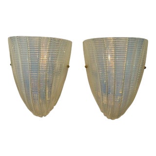 Pair of Murano Opalescent Shell Sconces For Sale