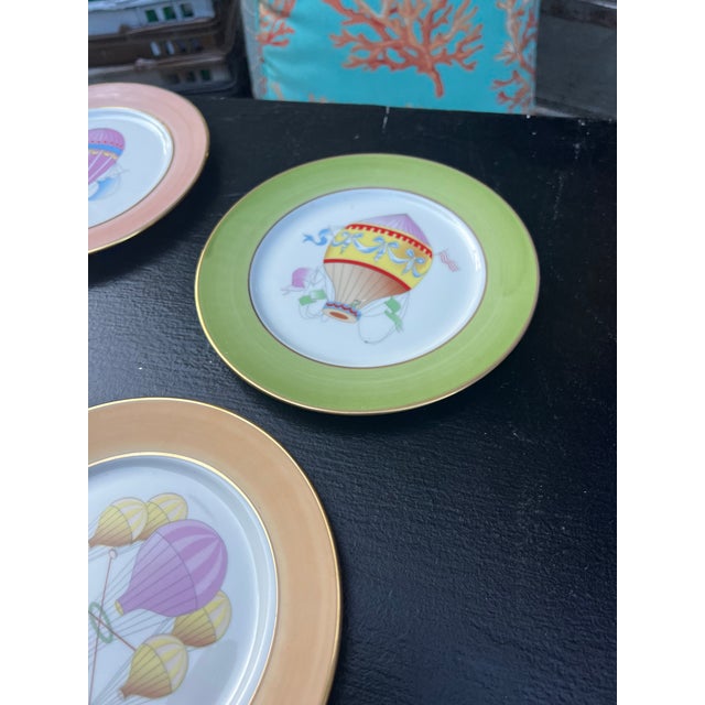 Mid-Century Modern 1970s Limoges Hot Air Balloon Plates Set of 4 For Sale - Image 3 of 7