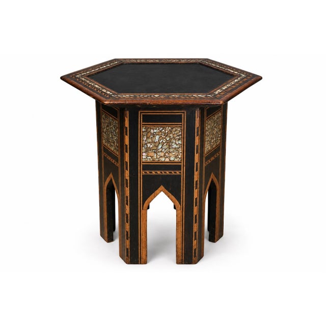 19th Century Moroccan Hexagonal Pedestal Table, 1890s For Sale - Image 9 of 9