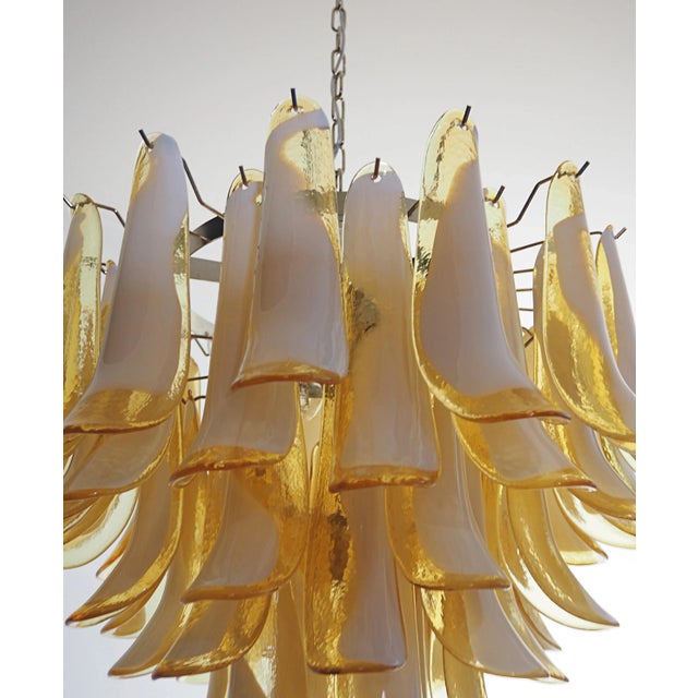 2020s Italian Murano Style Chandelier, 53 Caramel Lattimo Glass Petals, Mazzega Style For Sale - Image 5 of 12