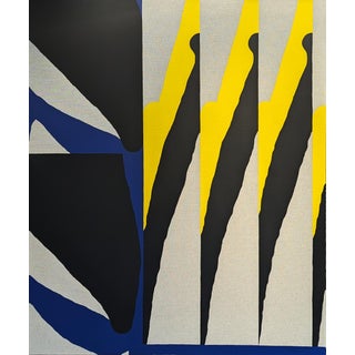 Emmanuel Araujo "Aviero" Contemporary Blue, Yellow & Black Geometric Hard-Edge Abstract Painting, 2018 For Sale