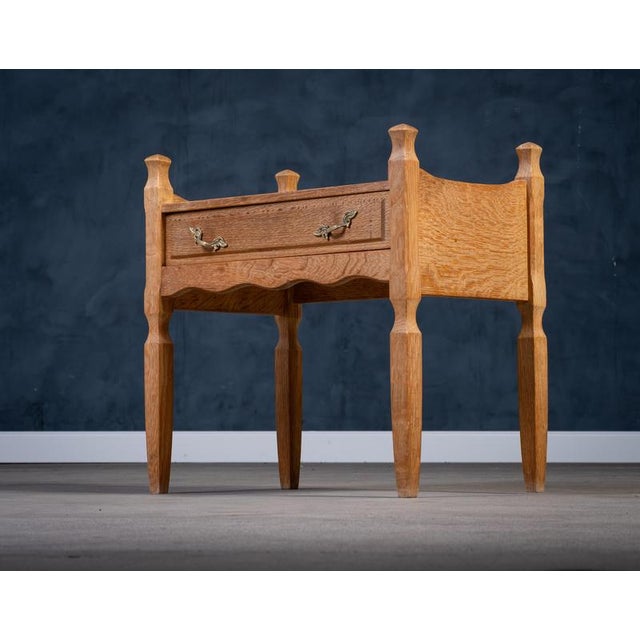 Brutalist Oak Nightstands attributed to Henning Kjærnulf, 1970s, Set of 2 For Sale - Image 12 of 18