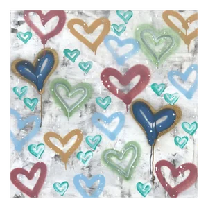 Soft Street Art Graffiti Painting Urban Hearts "Happiness Arises" Original Artwork by Amber Goldhammer