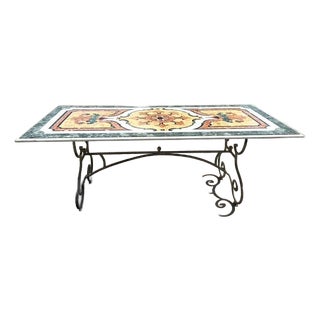 Vintage Italian Pietra Dura Inlay Marble Dining Table For Sale