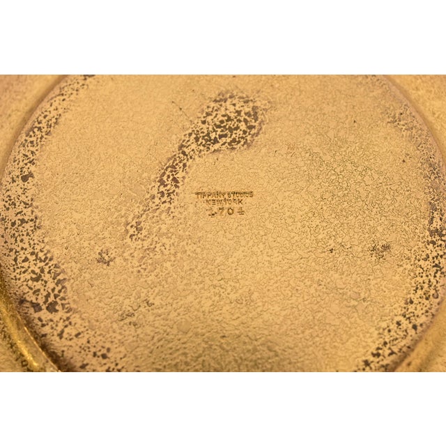 Metal Tiffany Studios New York Bronze Doré Shallow Bowl or Tray With Decorative Border For Sale - Image 7 of 9