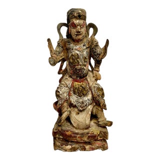 Ming Dynasty Carved Guandi Figure For Sale